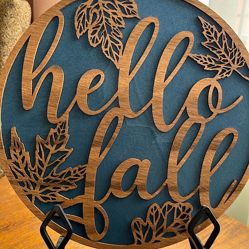 NWT fall decor of wood engraved die cut sign